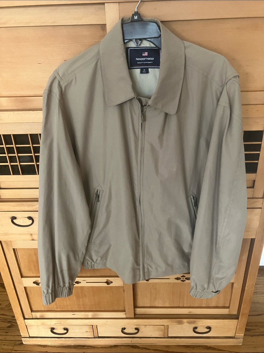 Newport Harbor Men’s Lightweight Tan Zip-Front Jacket